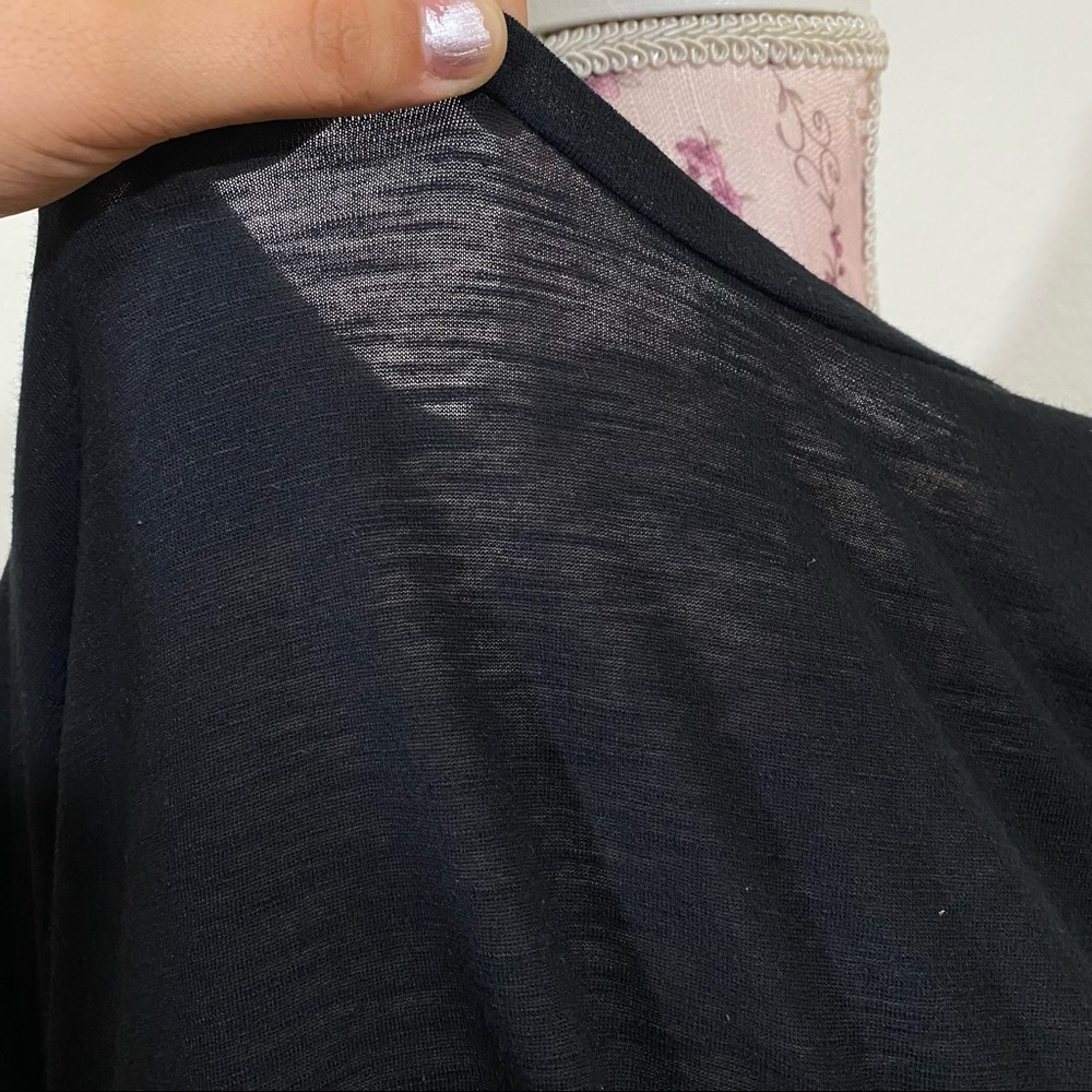 Pink VS sz:L Black Short Sleeve High-Low Sheer Tee - Picture 12 of 12